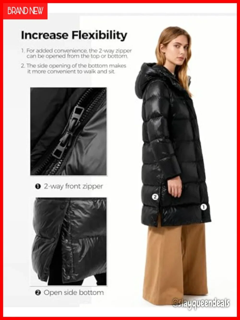 Women's Long Winter Puffer Jacket Hooded Parka Thicken Warm Coat
